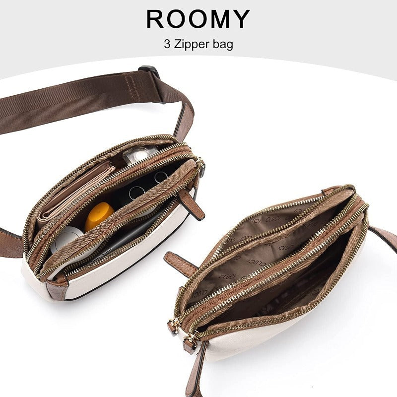 Wholesale Women's PU Waterproof Waist Bag, Retro Color Block Single Shoulder Crossbody Bag